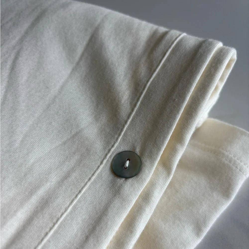 Logo Lori Goldstein the Cardi Cream Button-Up Cardigan Small